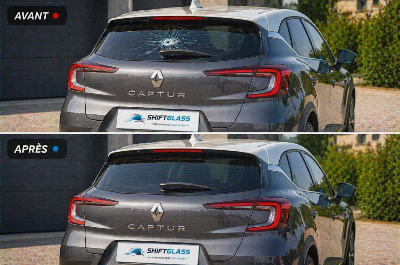 Lunette arrière avant après 3